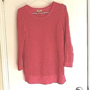 LOFT, light weight know coral long sleeved sweater size Small
